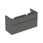 Mueble bajo Geberit Smyle Square para lavabo de dos senos, con dos cajones:  Cuerpo y frontal: lava/cubierto mate,